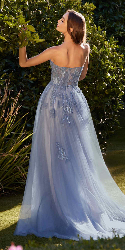 Andrea & Leo A1294 Long Strapless Sweetheart Sheer Bodice A-Line Gown