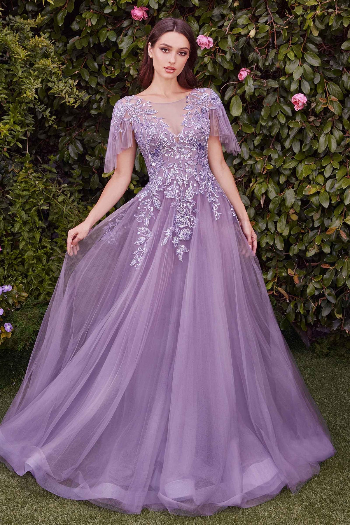 Andrea & Leo A1351 Embellished Lace Layered Tulle Ball Gown