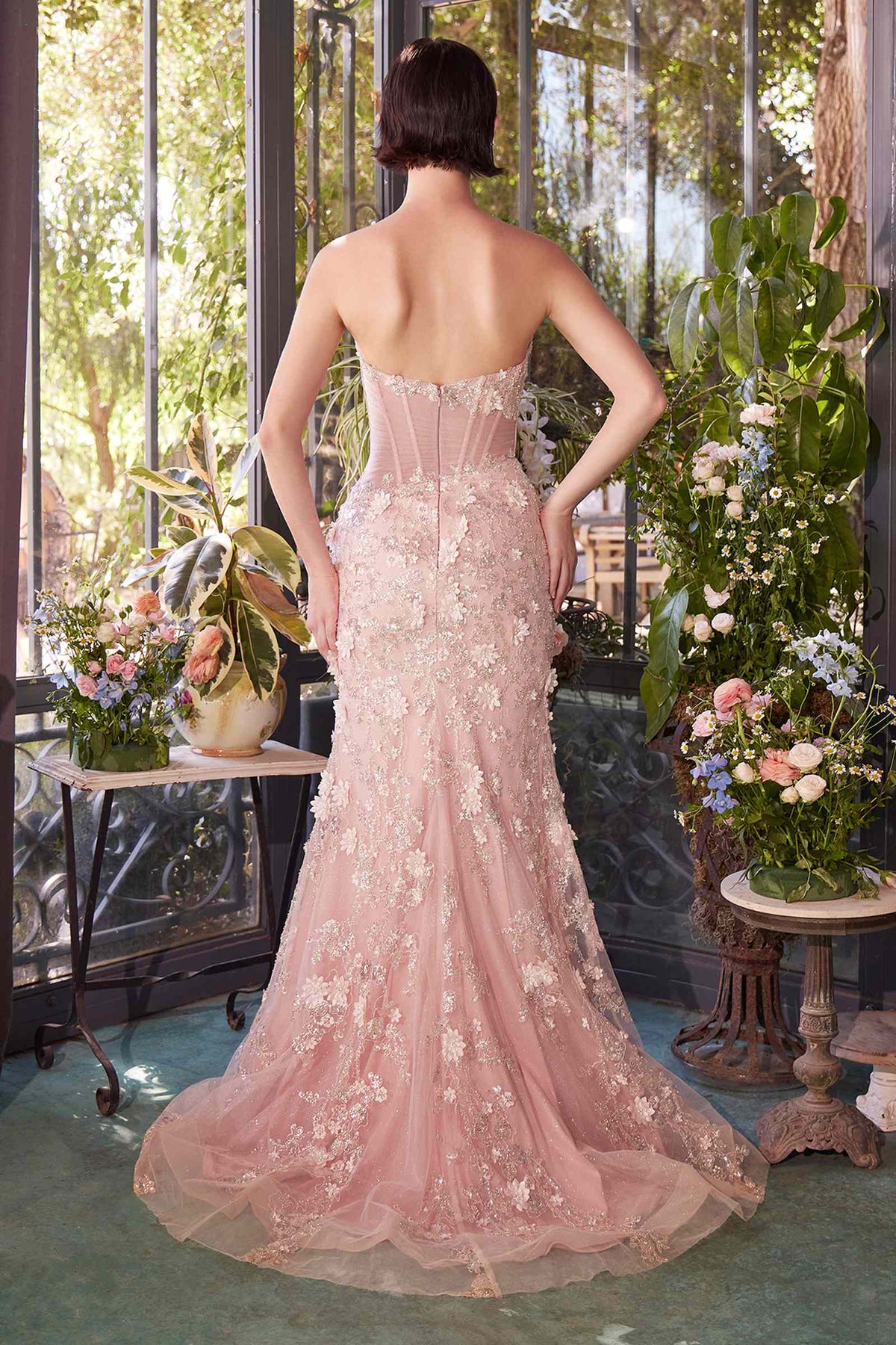 Vestido corsé plisado transparente Andrea & Leo A1396