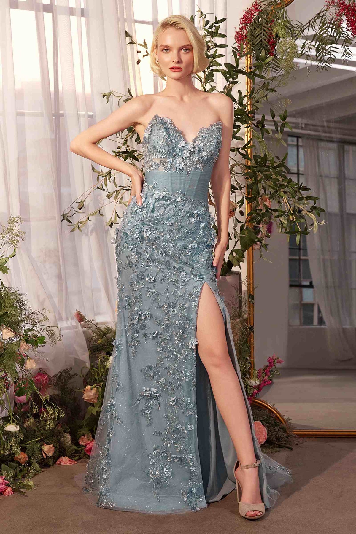Vestido corsé plisado transparente Andrea & Leo A1396
