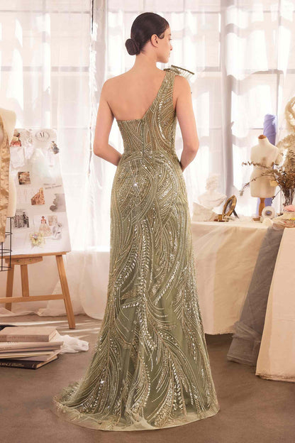 Andrea & Leo A1435 Dress One Shoulder Beaded Evening Gown