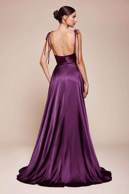 CLEARANCE - Cinderella Divine BD104 Lavender Satin A-Line Dress Cowl Neckline (Size M)