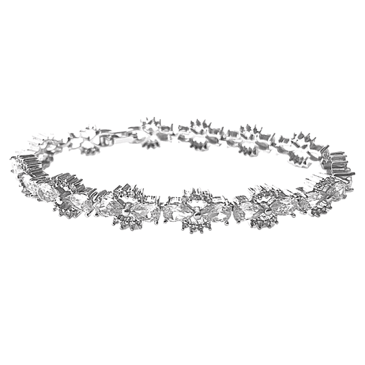 Bow Tie Cubic Zirconia Tennis Bracelets  with Pear Cut White Diamond Cubic Zirconia