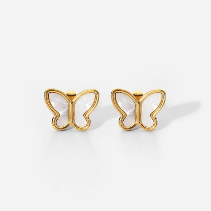 Butterfly Stud Earrings Featuring Mother of Pearl Inlay