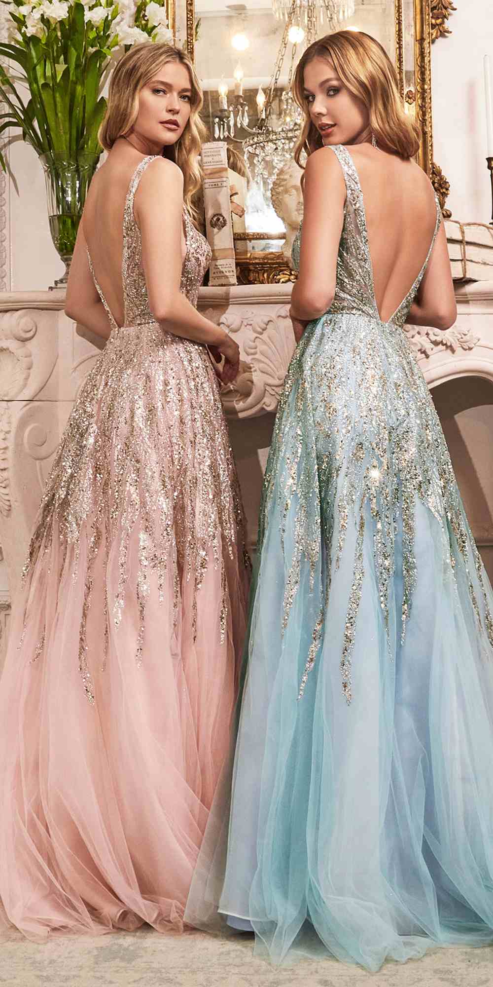 Cinderella Divine C135 Vestido de Gala Largo con Abalorios y Brillo