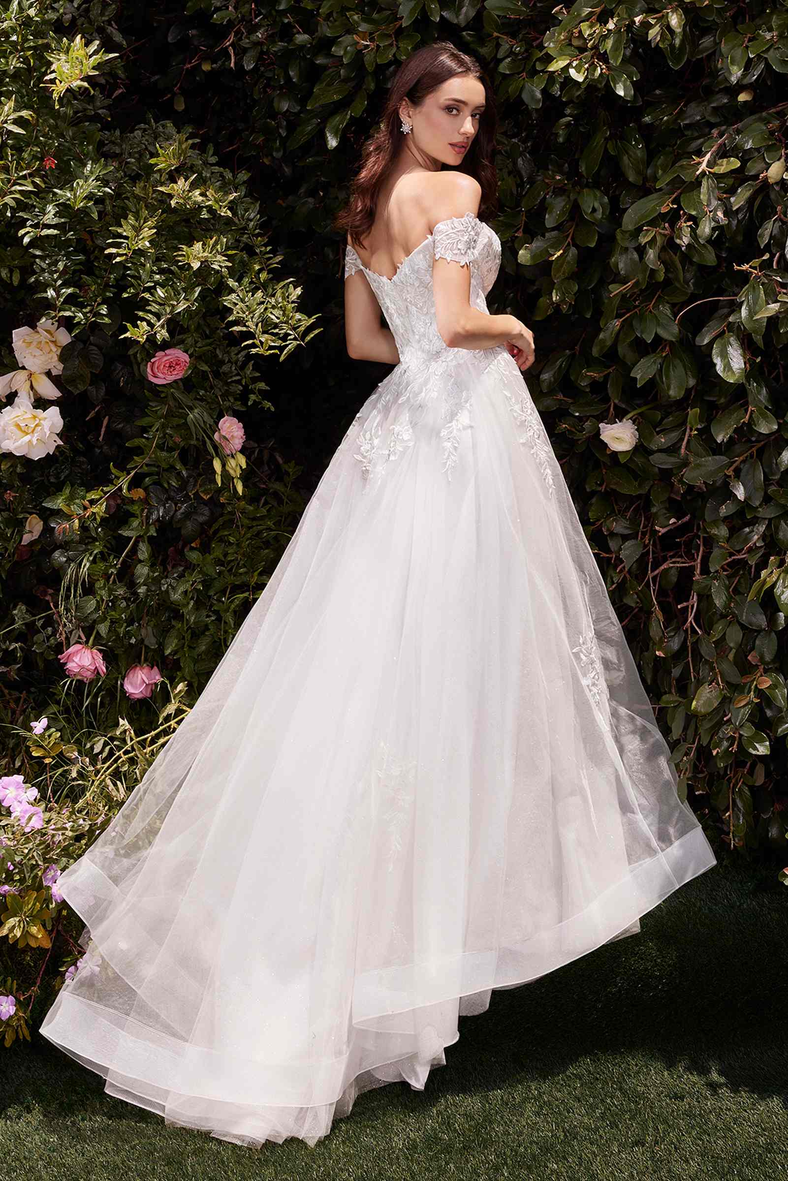 Ladivine C159W Off The Shoulder A-Line Lace & Tulle Wedding Dress