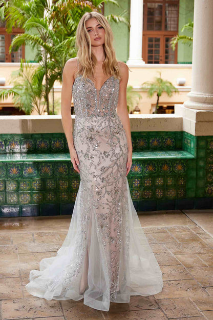 Nox Anabel C1606 Fully Sequin Tulle Sleeveless Mermaid Gown