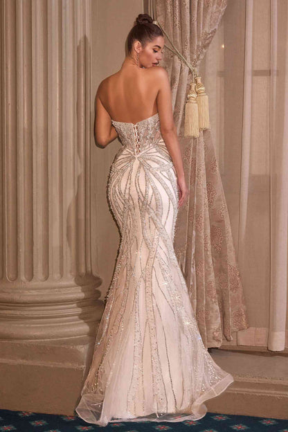 Ladivine CC0688W Fitted Bridal Gown Strapless Plunging Neckline