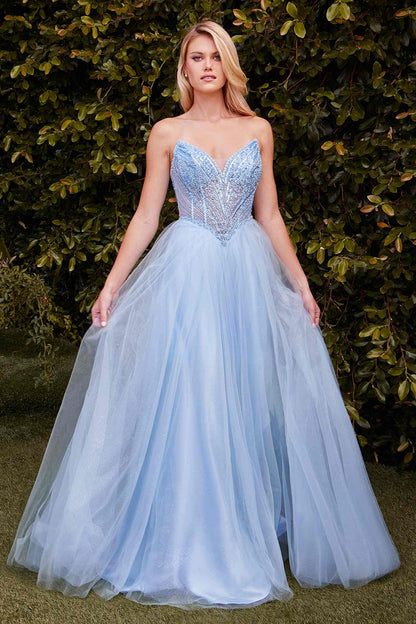 Ladivine CC415 Dress Strapless Beaded Tulle Ball Gown