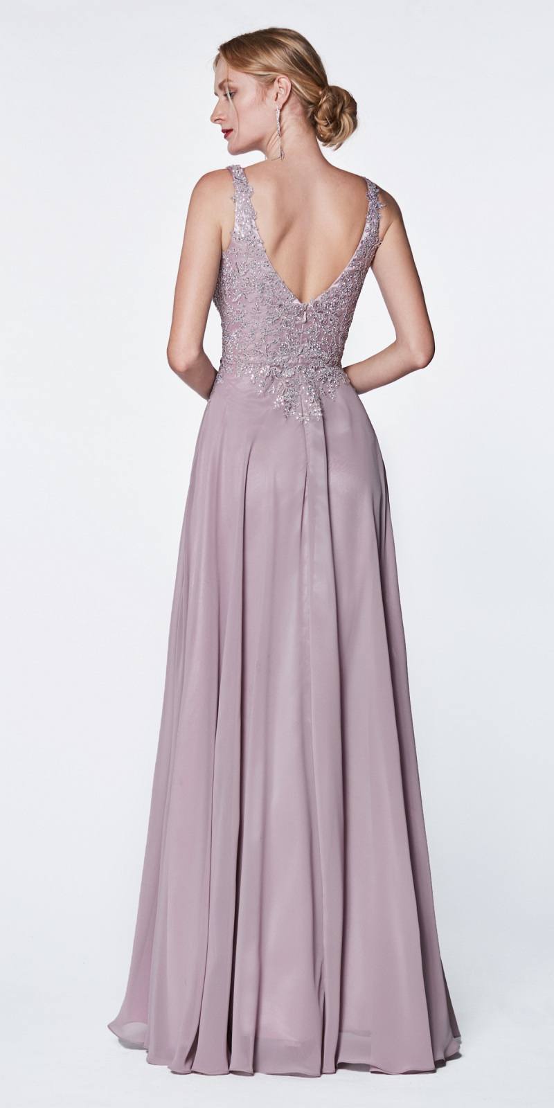 LIQUIDACIÓN - Vestido largo de gasa A-line Cinderella Divine CD0133 (Talla M)