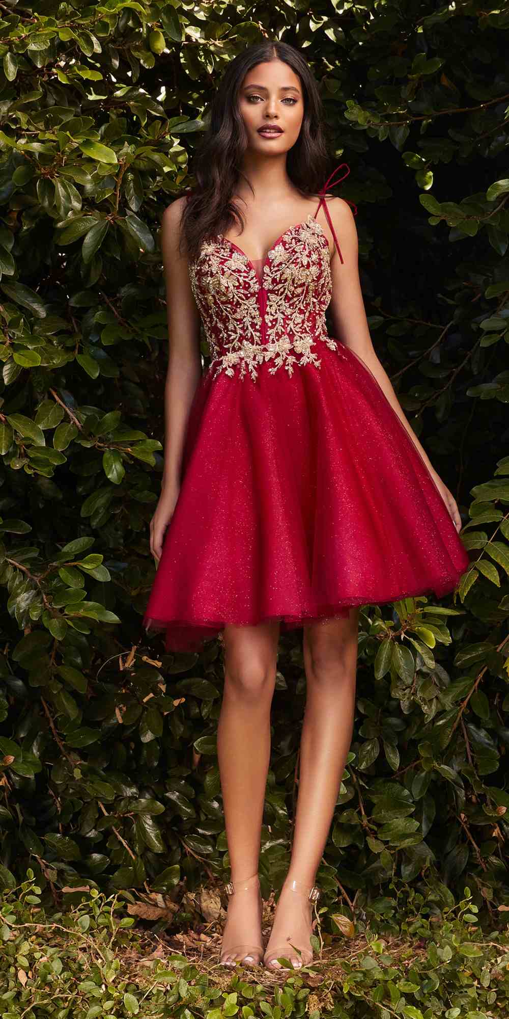 Cinderella Divine CD0188 Vestido corto de tul y encaje con corte A