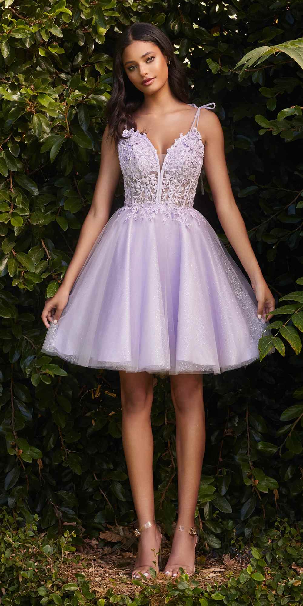 Cinderella Divine CD0188 Vestido corto de tul y encaje con corte A