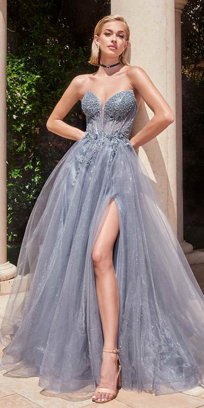 Ladivine CD0230W Long Strapless Layered Tulle Bridal Gown