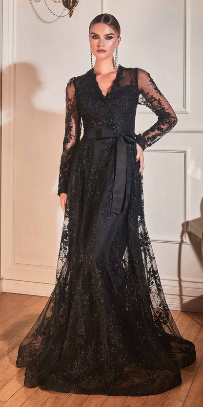 Cinderella Divine CD233 Long Sleeve Embellished Ball Gown