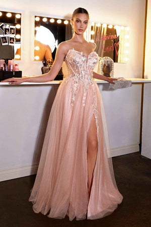 Ladivine CD2426 Enchanting 3D Floral Applique A-Line Gown