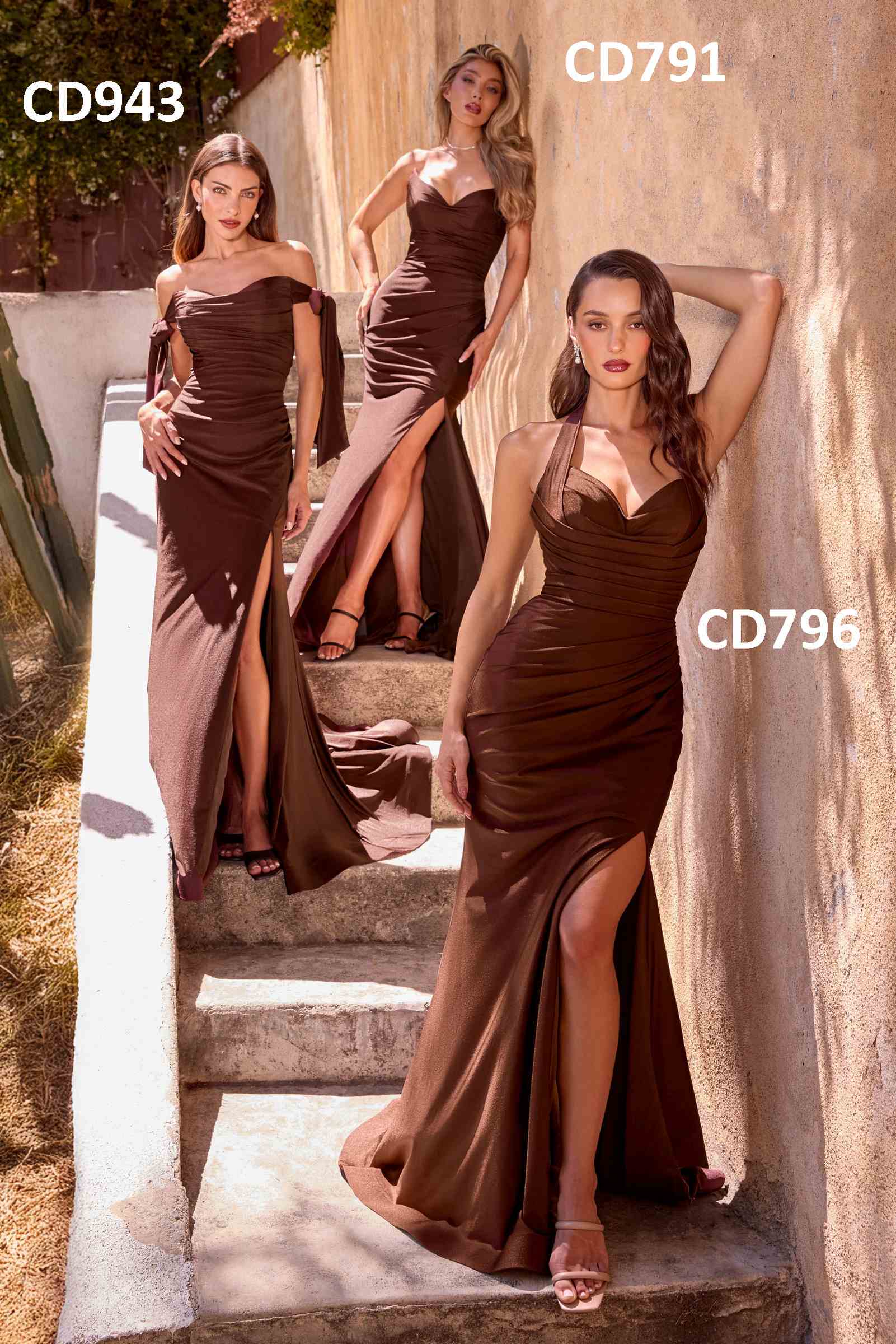 Vestido Ladivine CD791, vestido entallado de satén elástico sin tirantes con abertura