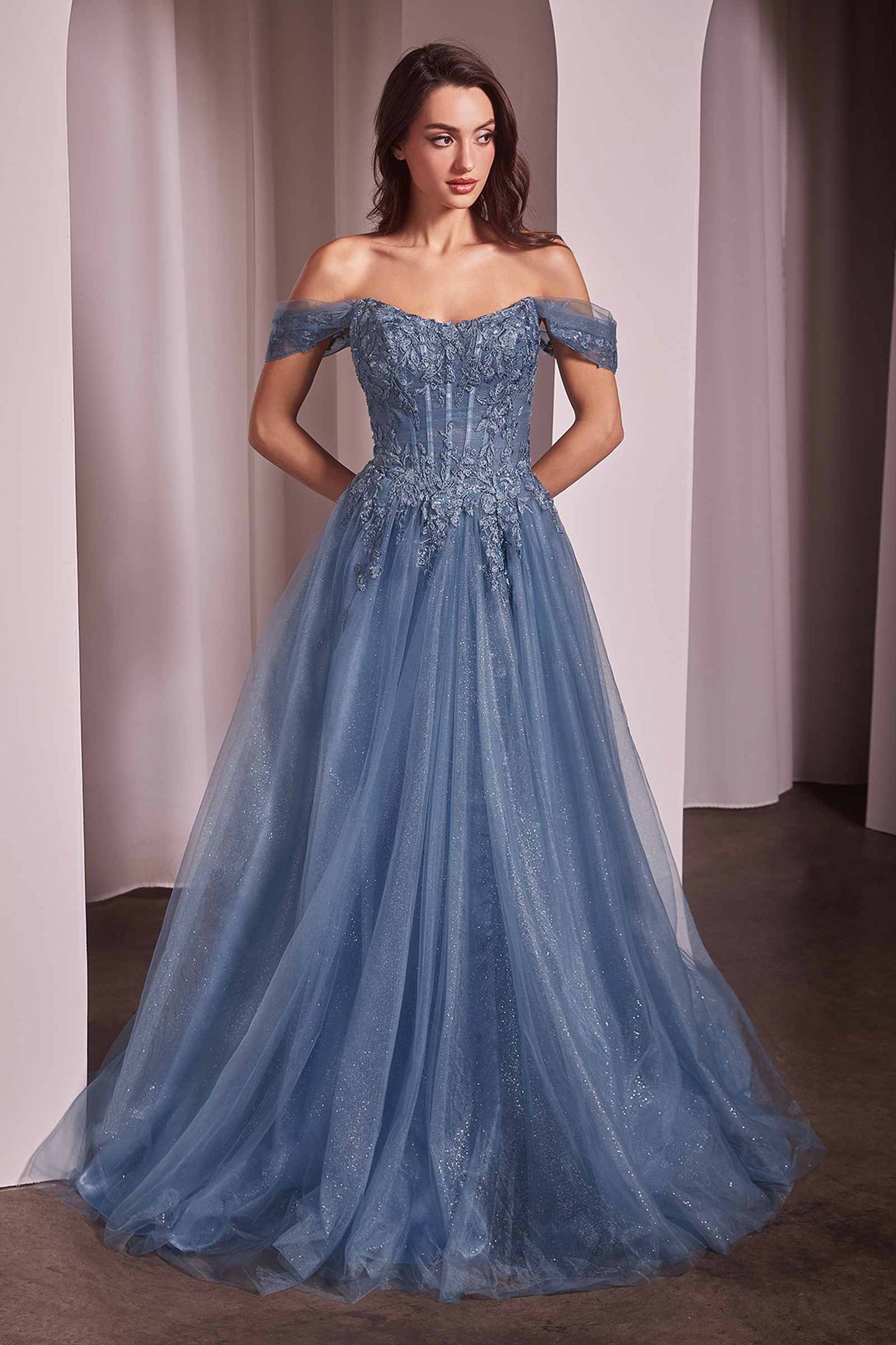 Ladivine CD799 Long Off The Shoulder A-Line Ball Gown
