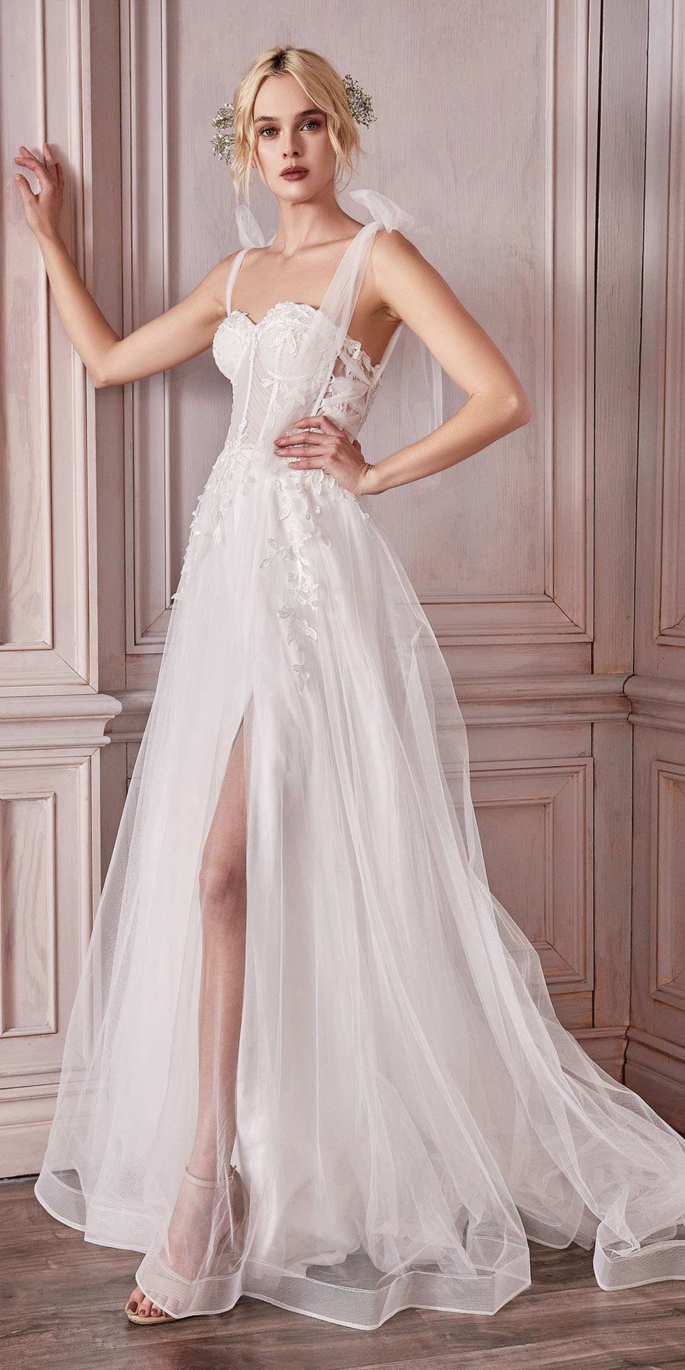 Cinderella Divine CD964W Vestido de novia con corsé deshuesado línea A