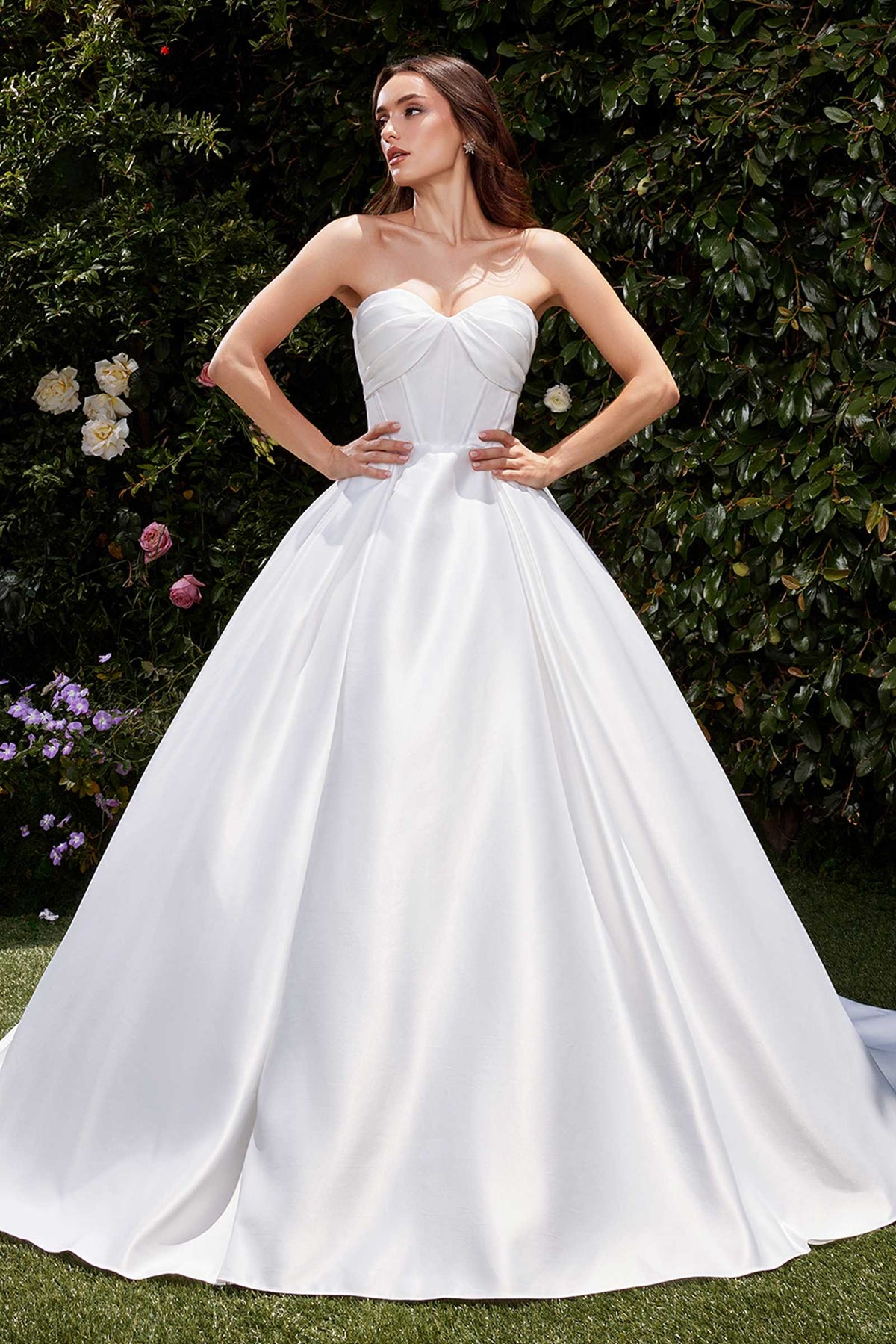 Ladivine CDS512W Dress Strapless Satin Bridal A-Line Ball Gown