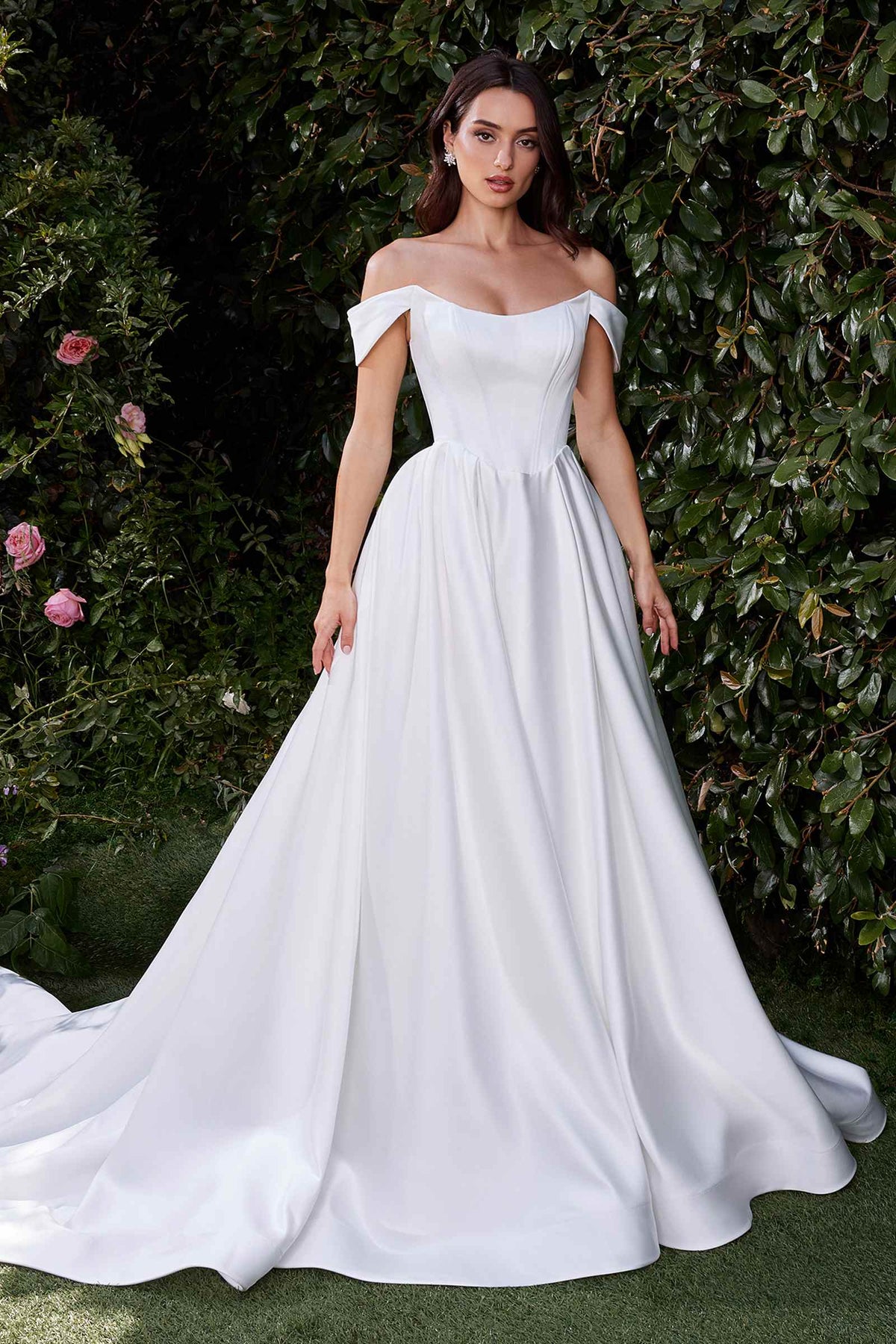 Ladivine CDS513W Dress Off the Shoulder Soft Satin Bridal Ball Gown