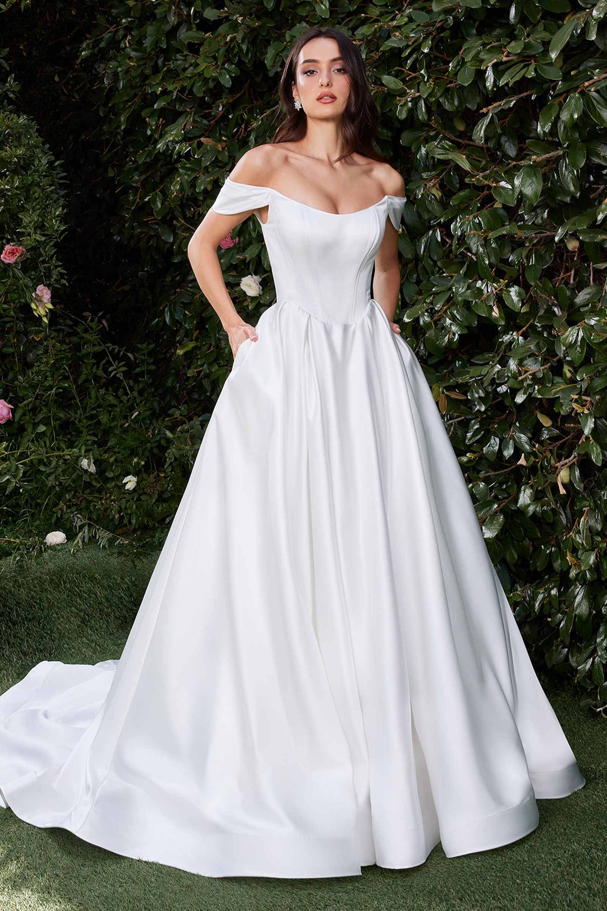 Ladivine CDS513W Dress Off the Shoulder Soft Satin Bridal Ball Gown