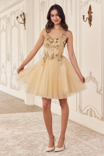 Ladivine CY019 Dress Sequin Beaded A-Line Short Dress