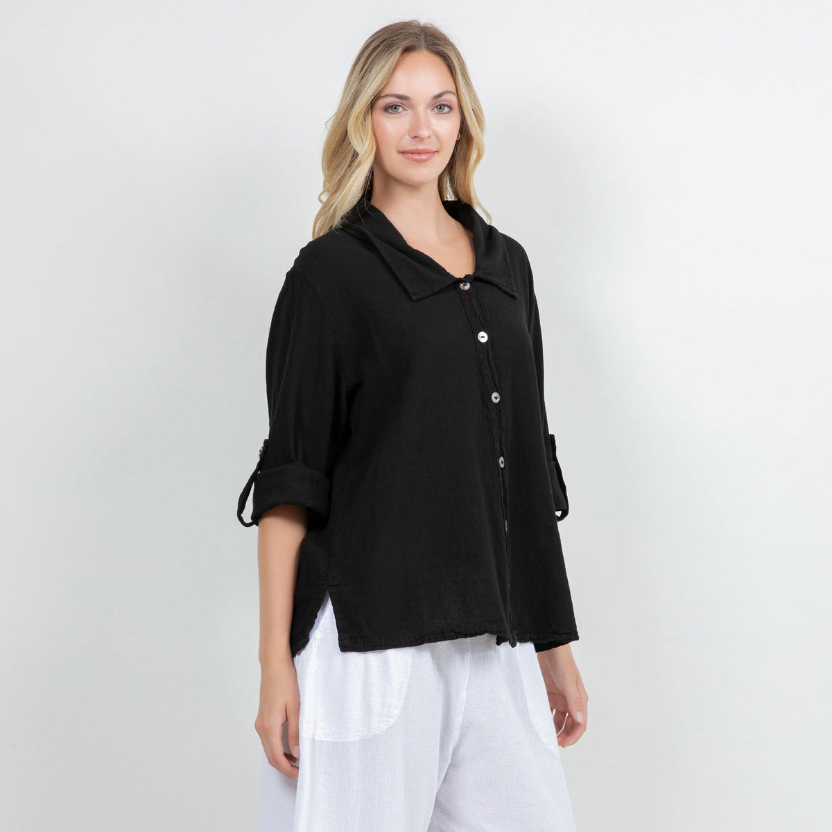 Sloanne Button-Up  100% Cotton Gauze