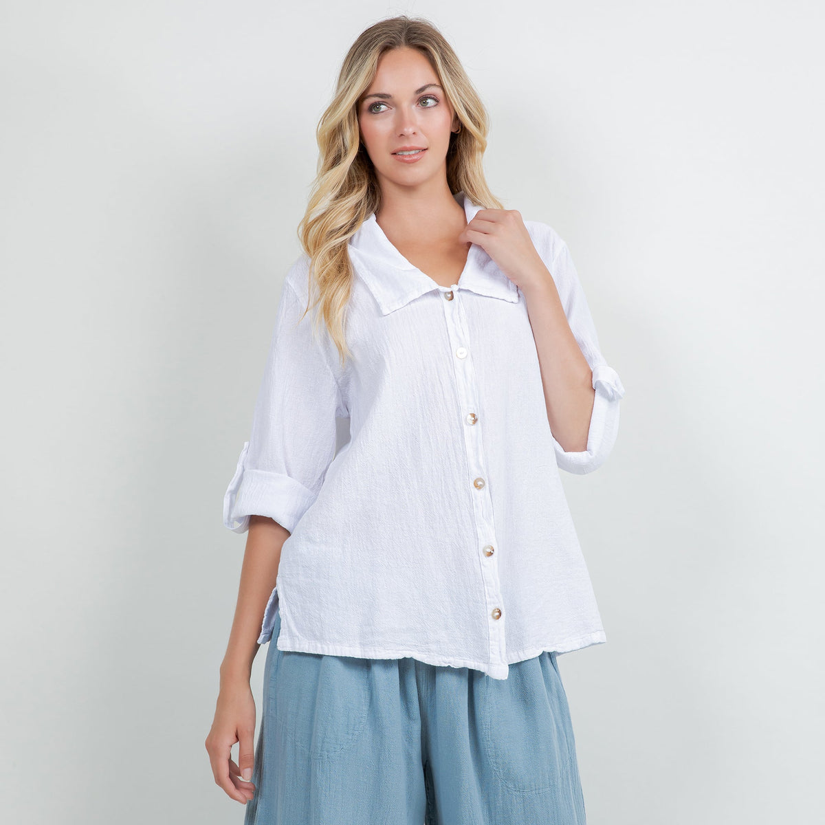 Camisa abotonada Sloanne Gasa 100% algodón