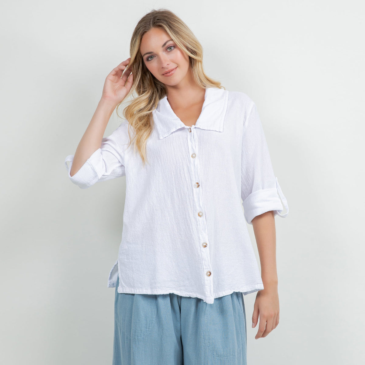Camisa abotonada Sloanne Gasa 100% algodón