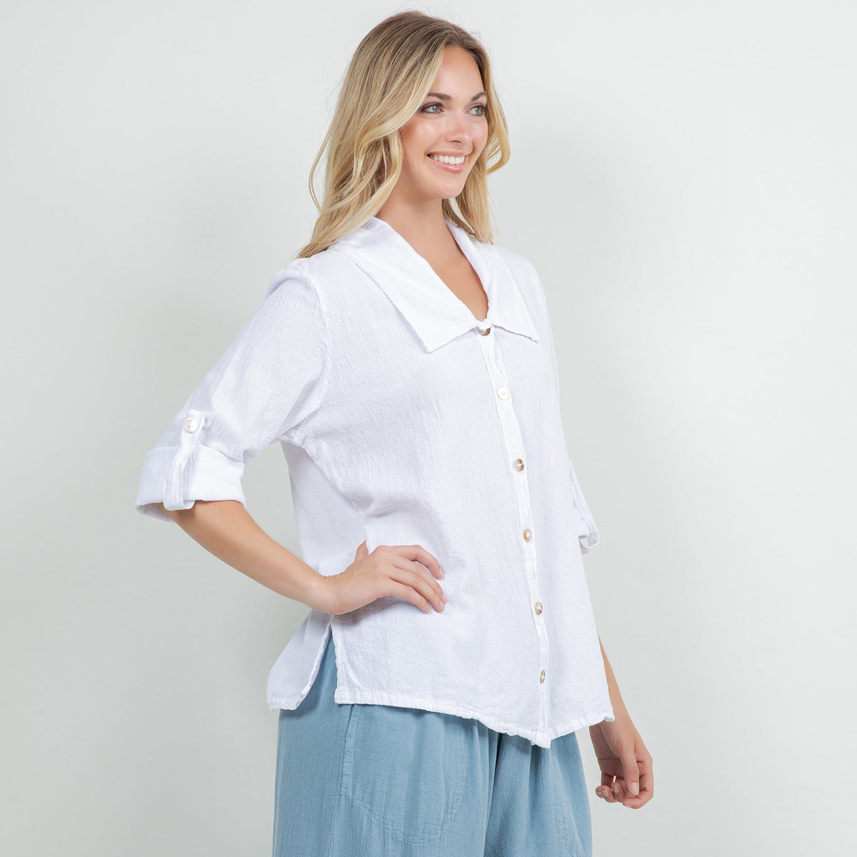 Camisa abotonada Sloanne Gasa 100% algodón