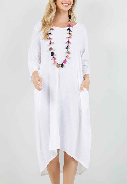 Ellen Our Hi-Low Cotton Gauze Dress with Sleeves and Pockets