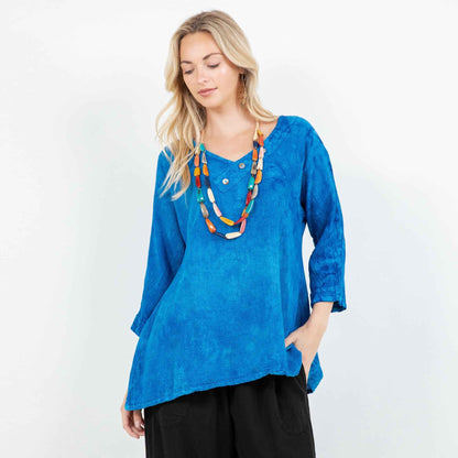 Lu V-Neck Top 100% Cotton Gauze