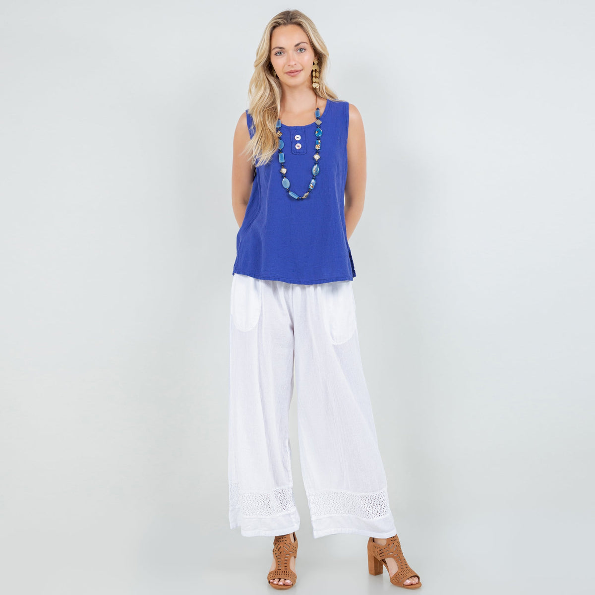 Top Anne de gasa de algodón para mujer