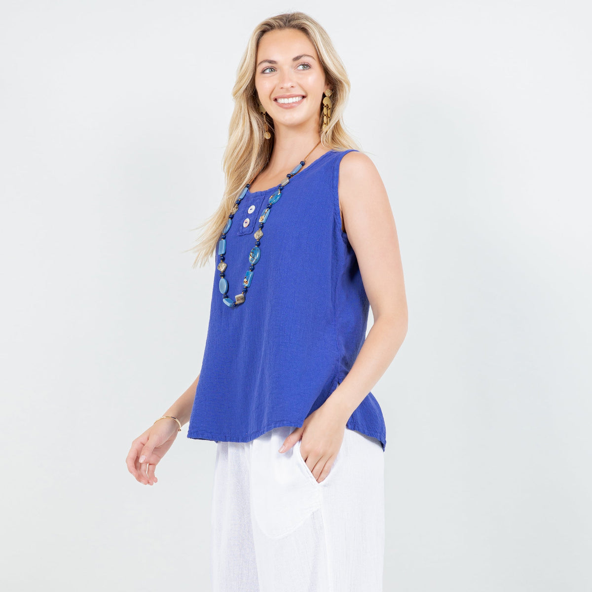 Top Anne de gasa de algodón para mujer