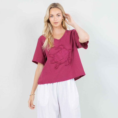 Women's 100% Cotton Gauze Turtle Top