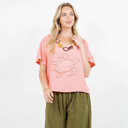Women's 100% Cotton Gauze Turtle Top