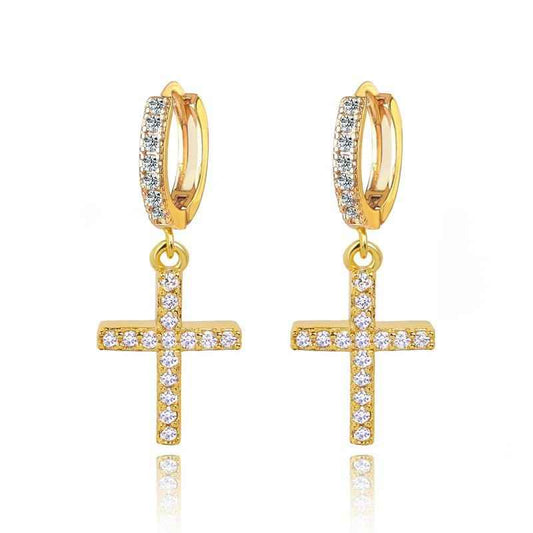 Cross Dangle Earrings with AAAAA Cubic Zirconia