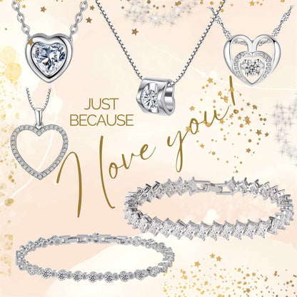 Crystal Heart Necklace with Cubic Zirconia Stones