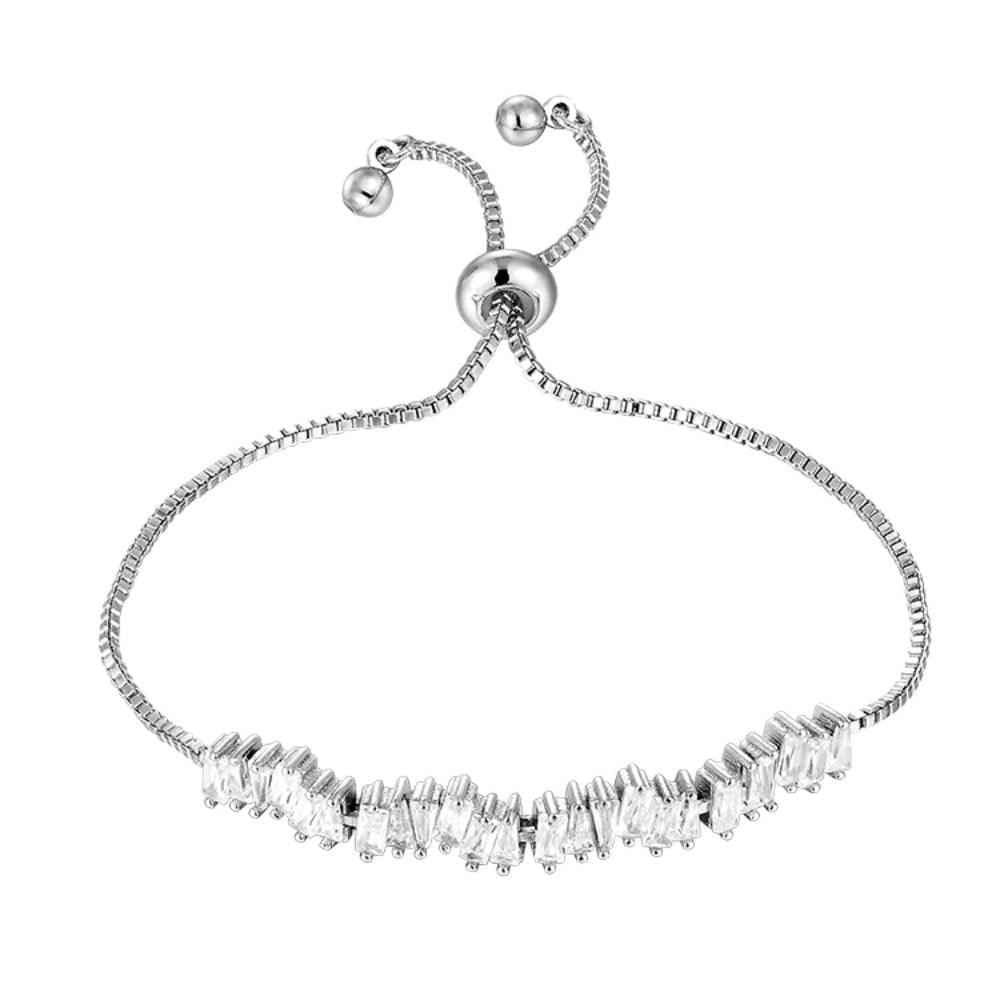 Cubic Zirconia Tennis Bracelet with  Adjustable Spring Clasp