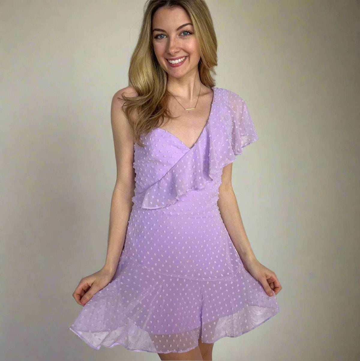 Ace Mini Dress - Lilac Swiss Dot Dress