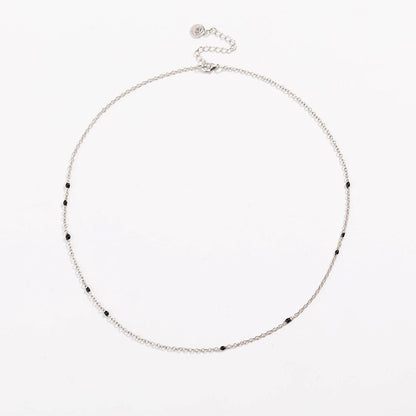 Dainty Black Onyx Beaded Link Necklace