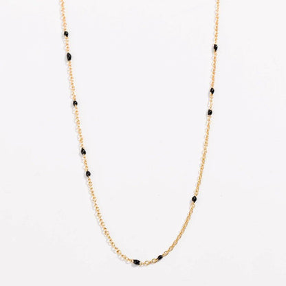 Dainty Black Onyx Beaded Link Necklace