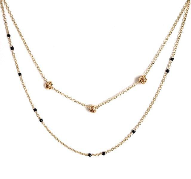 Collar de eslabones con cuentas de ónice negro delicado