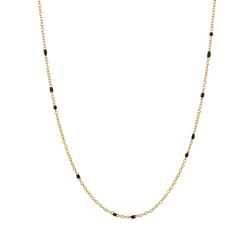 Collar de eslabones con cuentas de ónice negro delicado