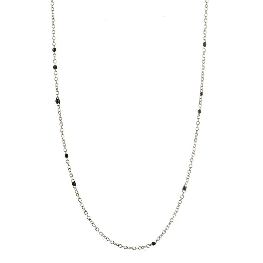 Collar de eslabones con cuentas de ónice negro delicado