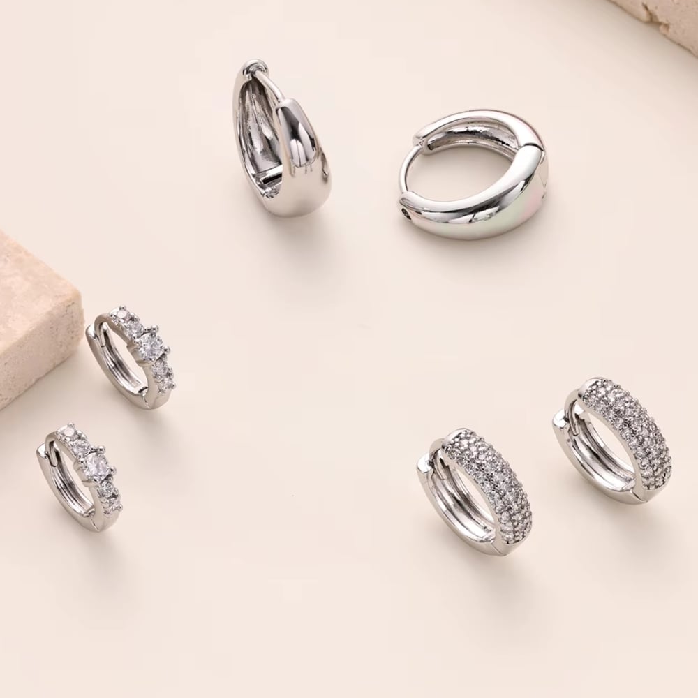 Dainty Huggie Hoop Earrings -3 Pairs