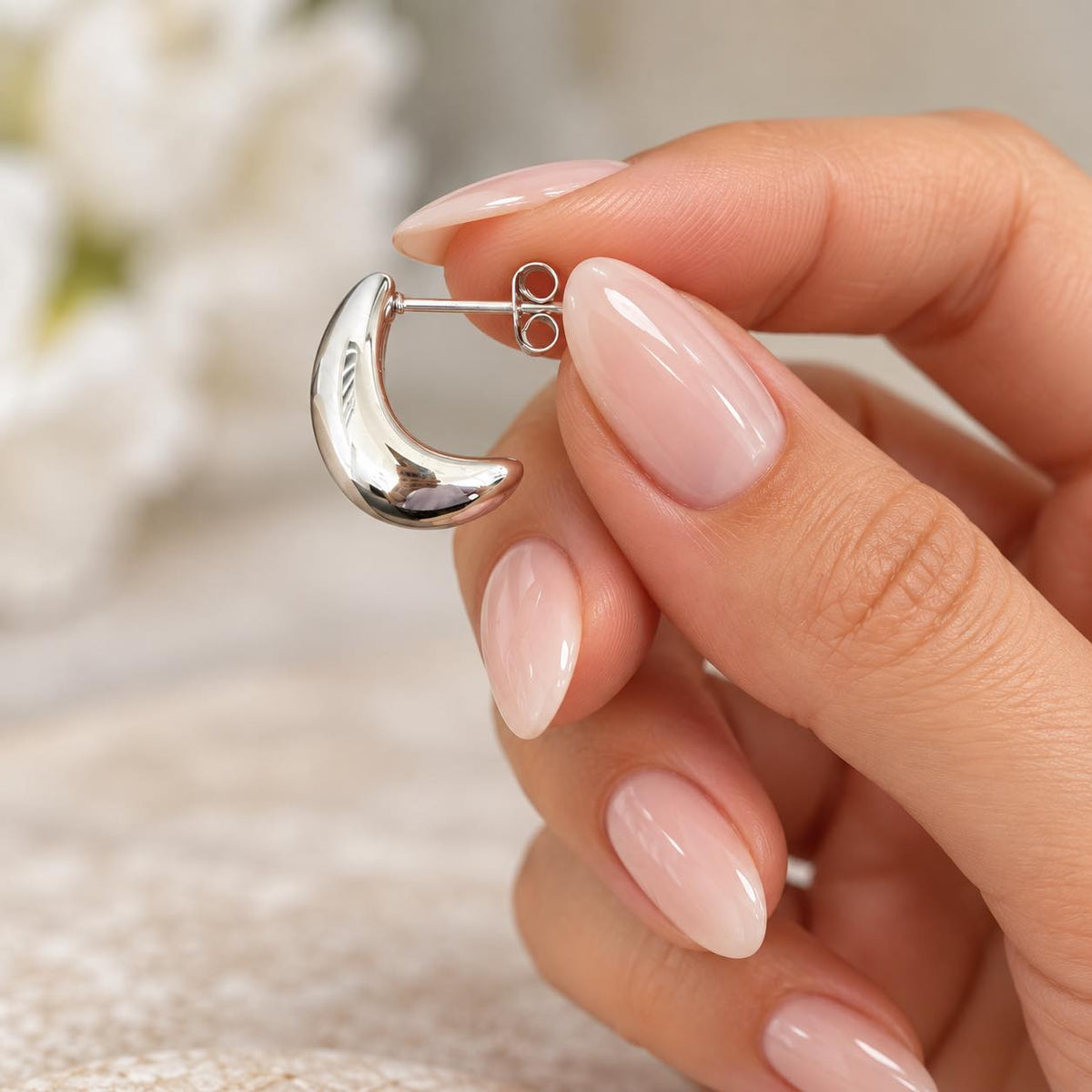 Dome Huggie Teardrop Earrings