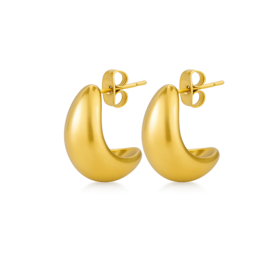 Dome Huggie Teardrop Earrings
