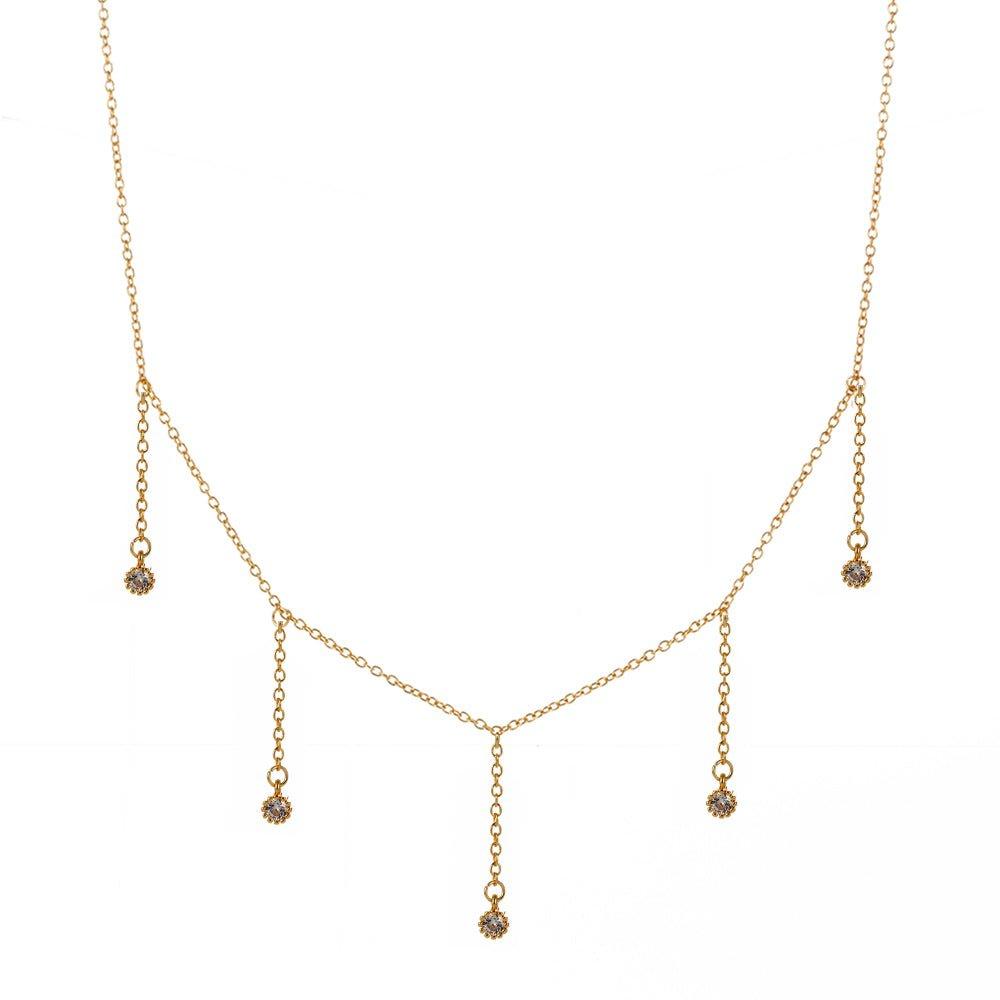 Drop Necklace with Five Cubic Zirconia Stone