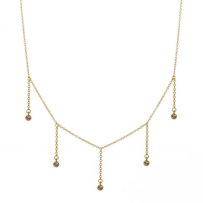 Drop Necklace with Five Cubic Zirconia Stone
